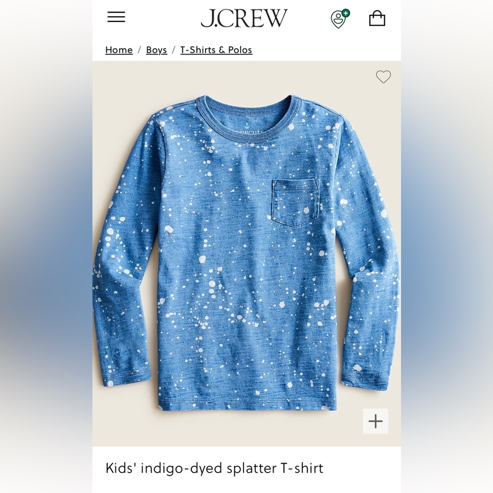 Kids Indigo-Dyed Splatter T-Shirt